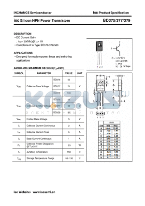 BD379 datasheet - isc Silicon NPN Power Transistors