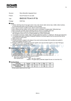 BD37541FS datasheet - Silicon Monolithic Integrated Circuit