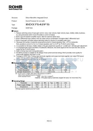 BD37542FS datasheet - Silicon Monolithic Integrated Circuit