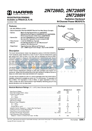 2N7288D datasheet - Radiation Hardened N-Channel Power MOSFETs