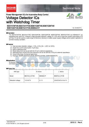 BD37A19FVM datasheet - Voltage Detector ICs with Watchdog Timer