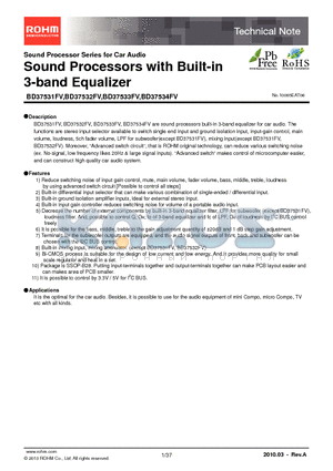 BD37533FV-E2 datasheet - Sound Processors with Built-in 3-band Equalizer