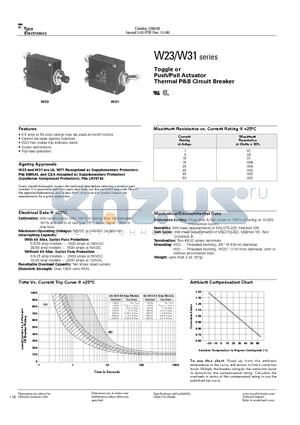 2-1393247-3 datasheet - Toggle or Push/Pull Actuator Thermal P&B Circuit Breaker