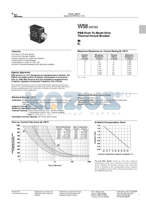 2-1393249-4 datasheet - P&B Push To Reset Only Thermal Circuit Breaker