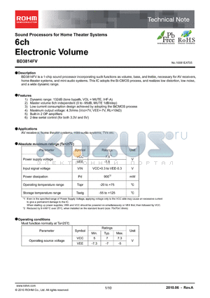 BD3814FV datasheet - 6ch Electronic Volume