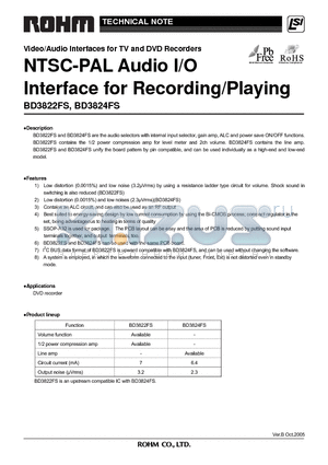BD3822FS datasheet - NTSC-PAL Audio I/O Interface for Recording/Playing