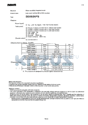 BD3826FS datasheet - Audio signal switcher IC for DVD recorders