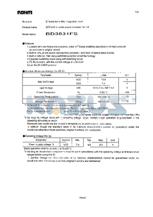 BD3831FS datasheet - SCF built-in audio sound processor for TV