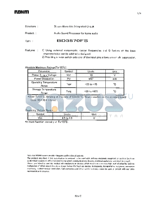 BD3870FS datasheet - Audio Sound Processor for home audio