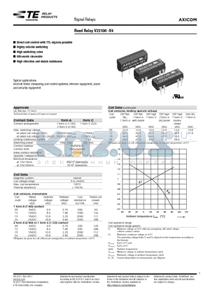 2-1393763-7 datasheet - Reed Relay V23100 -V4