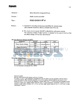 BD3881FV_1 datasheet - Audio sound controller