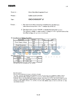 BD3882FV datasheet - Audio sound controller