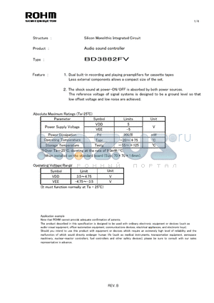 BD3882FV datasheet - Silicon Monolithic Integrated Circuit