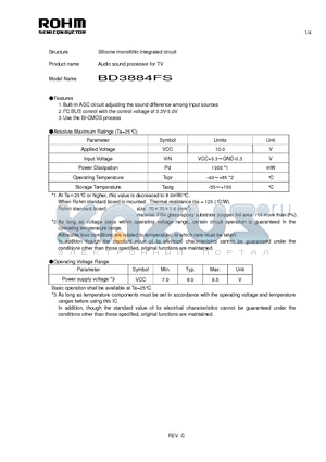 BD3884FS_11 datasheet - Silicone monolithic integrated circuit