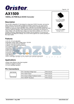 AX1509S-3.3 datasheet - 150KHz, 2A PWM Buck DC/DC Converter