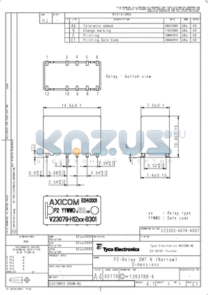 2-1393789-3 datasheet - P2-Relay SMT N (Narrow) Dimensions