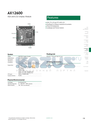 AX12600 datasheet - Direct 3D Acceleration