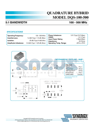 DQS-100-500 datasheet - QUADRATURE HYBRID MODEL