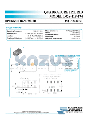DQS-118-174 datasheet - QUADRATURE HYBRID MODEL