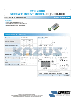 DQS-100-1000 datasheet - 90j HYBRID SURFACE MOUNT MODEL