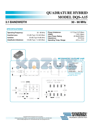 DQS-A15 datasheet - QUADRATURE HYBRID MODEL