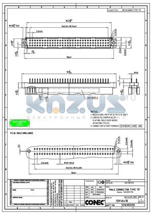 122A10559X datasheet - FEMALE CONNECTOR TYPE R, 64POS SOLDER PIN