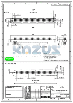 122A10569X datasheet - FEMALE CONNECTOR TYPE R, 96POS SOLDER PIN
