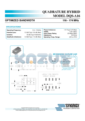 DQS-A16 datasheet - QUADRATURE HYBRID MODEL
