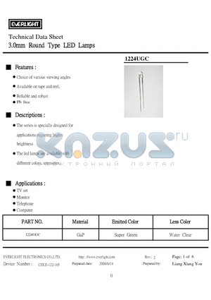 1224UGC datasheet - 3.0mm Round Type LED Lamps