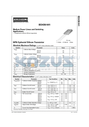 BD411 datasheet - Medium Power Linear and Switching Applications