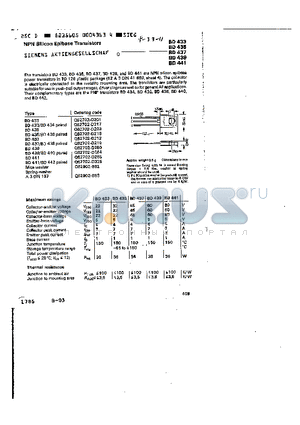 BD433 datasheet - NPN SILICON EPIBASE TRANSISTORS