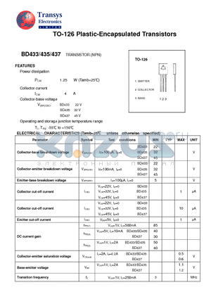 BD433 datasheet - Plastic-Encapsulated Transistors