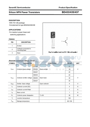 BD433 datasheet - Silicon NPN Power Transistors