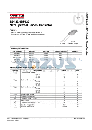 BD433S_11 datasheet - NPN Epitaxial Silicon Transistor