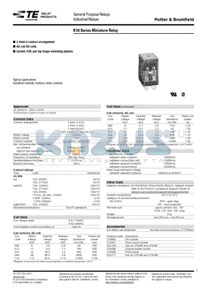 2-1419106-1 datasheet - K10 Series Miniature Relay