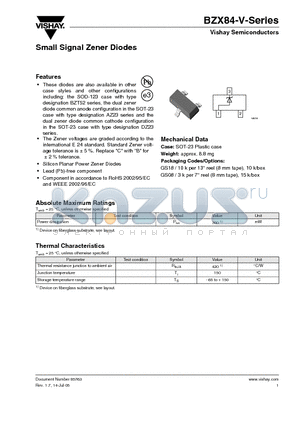 BZX84B3V9-V datasheet - Small Signal Zener Diodes