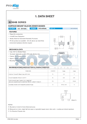 BZX84B4V3 datasheet - SURFACE MOUNT SILICON ZENER DIODES