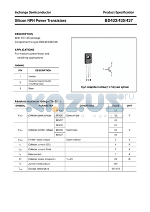 BD437 datasheet - Silicon NPN Power Transistors