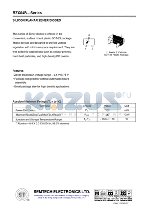 BZX84B51 datasheet - SILICON PLANAR ZENER DIODES
