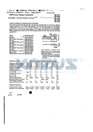 BD438 datasheet - PNP SILICON EPIBASE TRANSISTORS