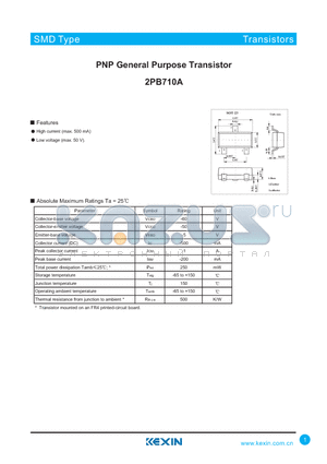 2PB710A datasheet - PNP General Purpose Transistor