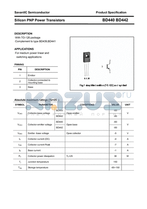 BD440 datasheet - Silicon PNP Power Transistors