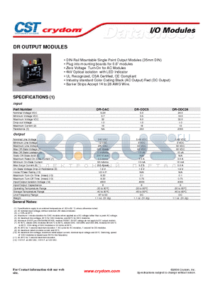 DR-OAC datasheet - I/O Modules