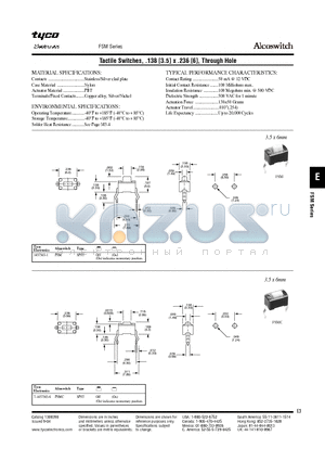 2-1437565-6 datasheet - Tactile Switches, .138 [3.5] x .236 [6], Through Hole