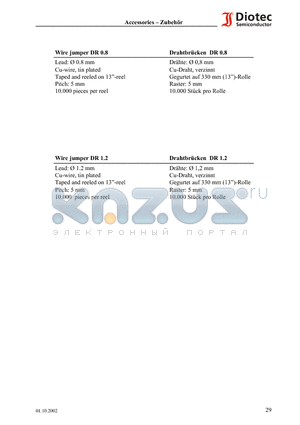 DR08 datasheet - Wire jumper