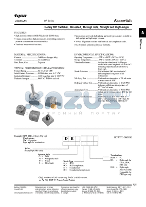 2-1437584-0 datasheet - Rotary DIP Switches, Unsealed, Through Hole, Straight and Right-Angle