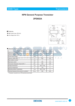 2PD602A datasheet - NPN General Purpose Transistor