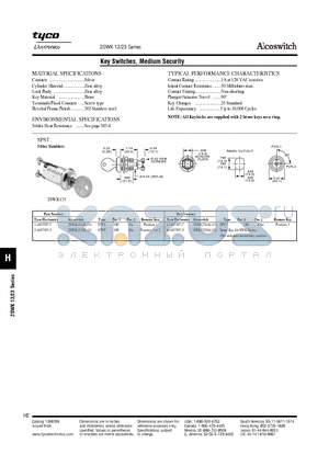 2-1437597-3 datasheet - Key Switches, Medium Security