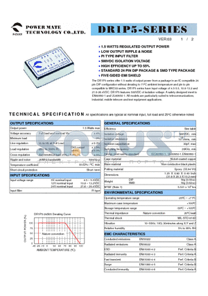 DR1P5 datasheet - 1.5 WATTS DC-DC CONVERTER