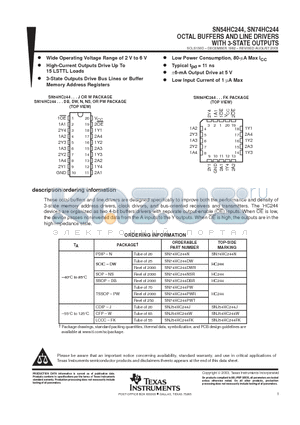 5962-8409601VSA datasheet - OCTAL BUFFERS AND LINE DRIVERS WITH 3-STATE OUTPUTS